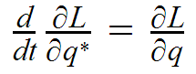 d/dt(partialL/partialq*)=partialL/partialq