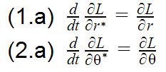 d/dt(partial L/partial r*)=partial L/partial r