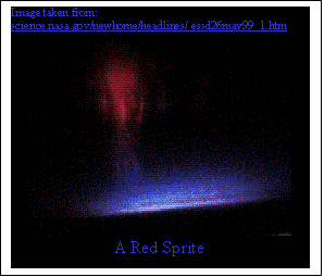 Text Box: Image taken from:
science.nasa.gov/newhome/headlines/ essd26may99_1.htm
 
A Red Sprite
