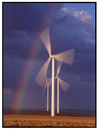 wind turbines. Wind Turbines with Rainbow