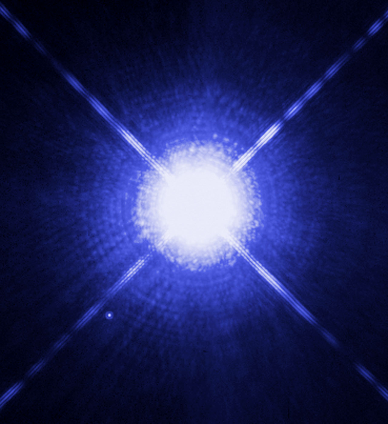 Sirius A, with Sirius B visible in the lower left quadrant.