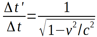 &Delta t'/&Delta t = 1/sqrt(1-v^2/c^2)