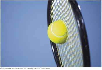 Tennis racquet impacting ball