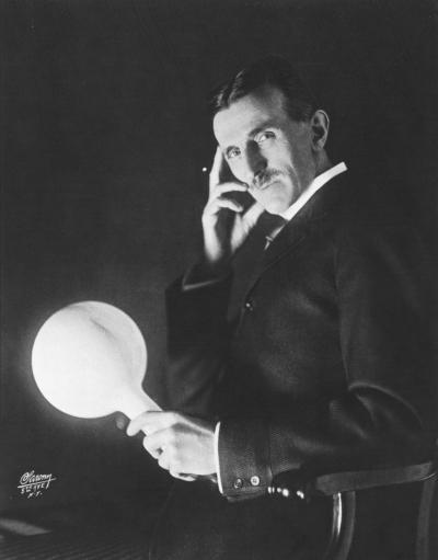 tesla with light