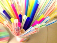 Brightly Colored Straws in a Cup.