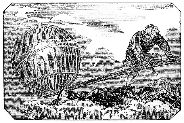 Archimedes moving the earth with
              a lever.