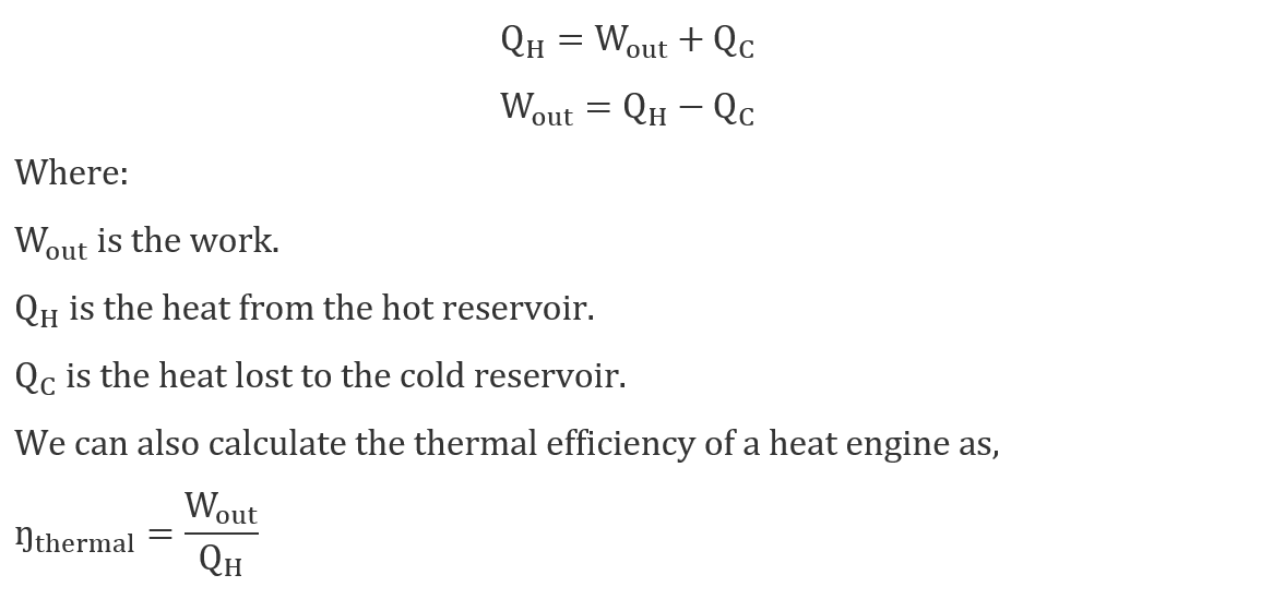 Heat Engine
        Equations